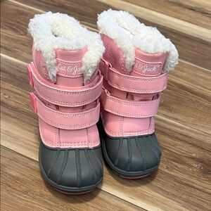 Cat & Jack Pink and Gray Waterproof Fur Lined Warmer Snow Boots